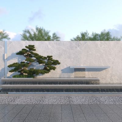 现代跌水景墙3D模型