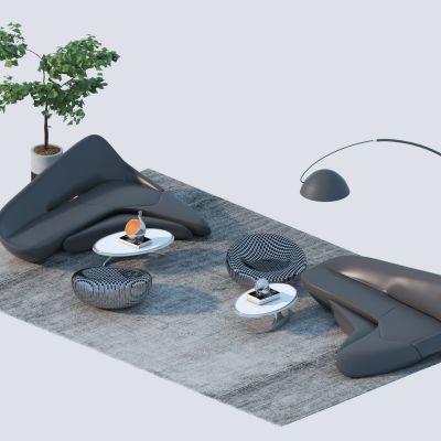 现代异形沙发茶几组合3D模型