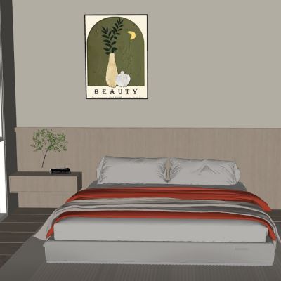 奶油风卧室 床头柜