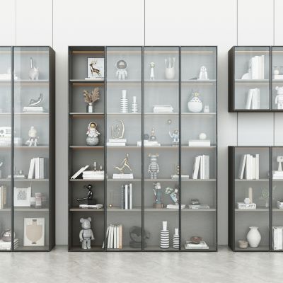 现代玻璃装饰柜，陈列柜，展示柜，书柜，装饰摆件，手作雕塑