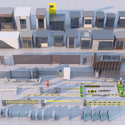 现代岗亭_道闸 门禁机_伸缩门