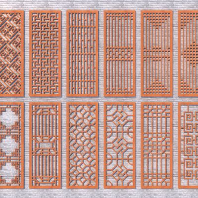 中式镂空窗格3D模型