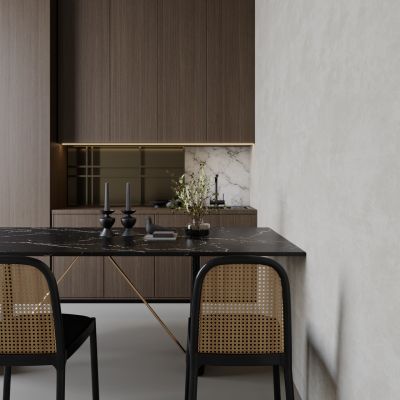 现代轻奢中古水吧柜，餐桌椅组合，摆件