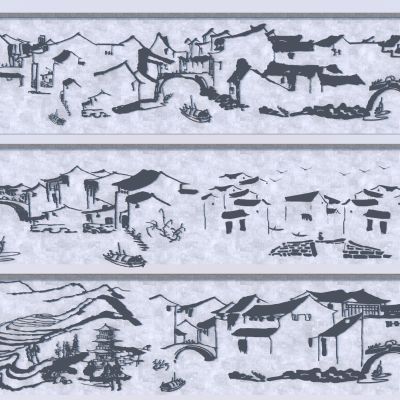 现代景墙浮雕_剪影墙