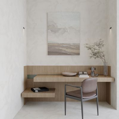 侘寂风书桌，壁画