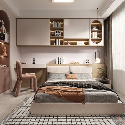 现代儿童房，小孩房，儿童房，女孩房