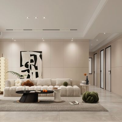 现代客餐厅，奶油风客餐厅，客餐厅