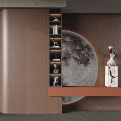 现代装饰柜 摆件雕塑月球