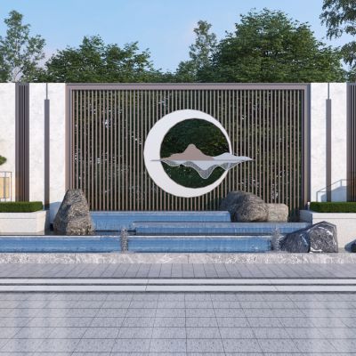 新中式水景景墙3D模型