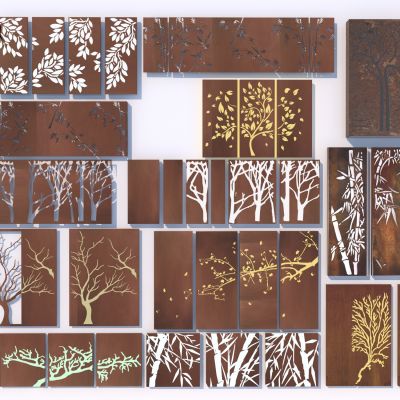 新中式锈板景墙