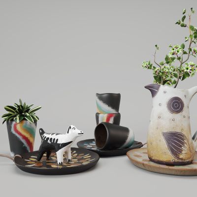 现代花瓶雕塑陈设组合