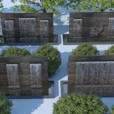 新中式流水景墙_跌水景墙