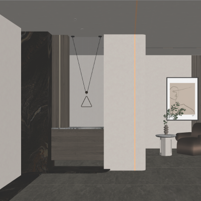 轻奢奶油风长虹玻璃玄关隔断