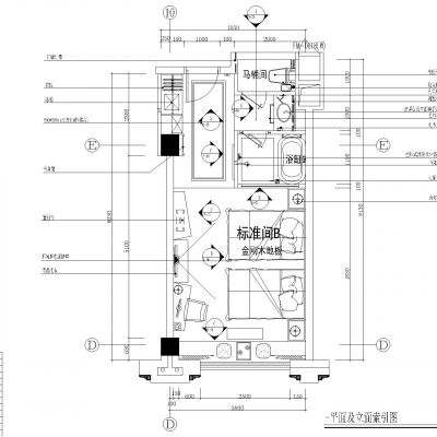 酒店标准双床房施工图
