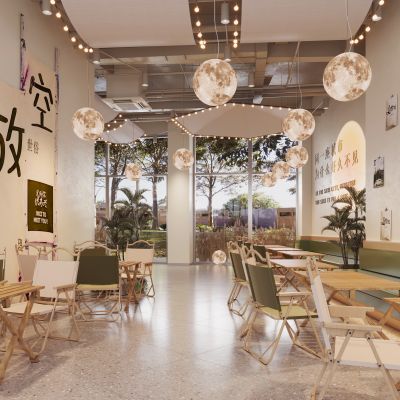 现代露营风烧烤店