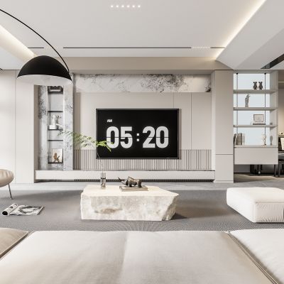 现代客厅 奶油风客厅 沙发组合 茶几组合 饰品摆件 钢琴 