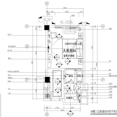 酒店大床房施工图