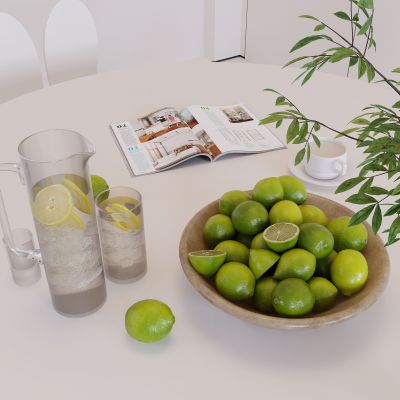 现代水果 绿植 书 摆件组合