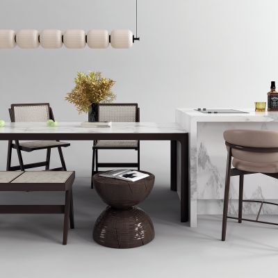 现代中岛餐桌椅组合