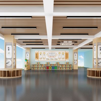 现代学校文化长廊3D模型