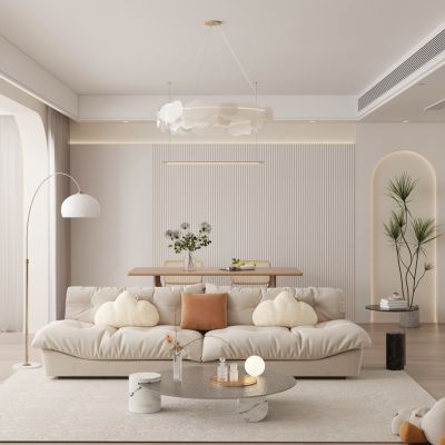 北欧奶油风客厅 餐厅