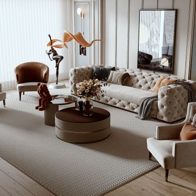 法式组合沙发茶几