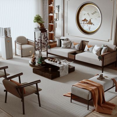 新中式组合沙发茶几