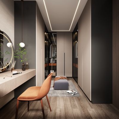 现代衣帽间，衣帽间，梳妆台