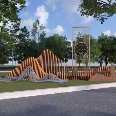 新中式乡村标识3D模型