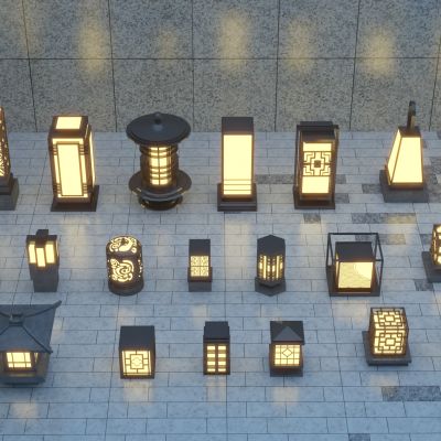 新中式景观灯 灯具组合3D模型