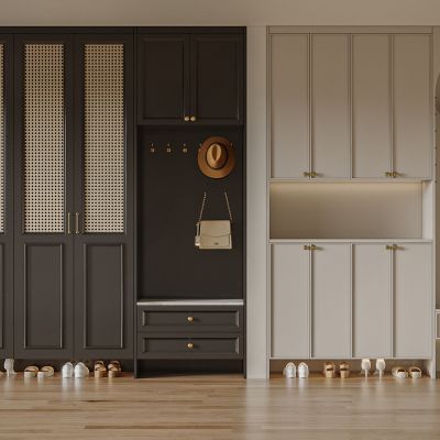  法式复古鞋柜_换鞋凳_鞋子_洞洞板