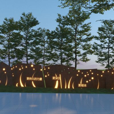现代锈板景墙_耐候钢景墙_文化景墙3D模型