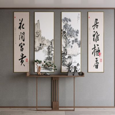 中式大气字画，摆件