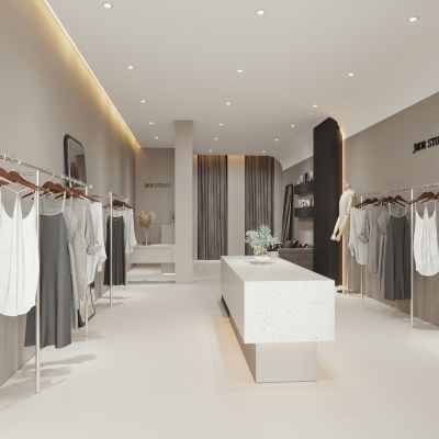 现代极简奶油服装店