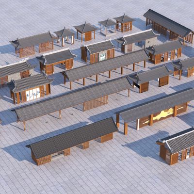 新中式廊架3D模型