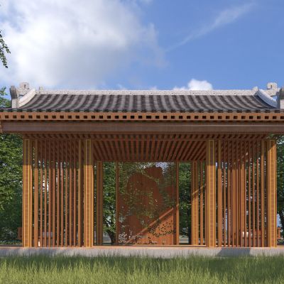 新中式景观廊架3D模型