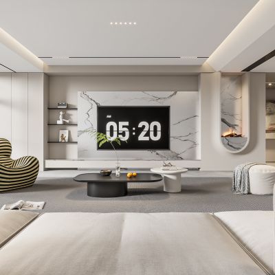  现代客厅 奶油风客厅 沙发组合 茶几组合 饰品摆件 