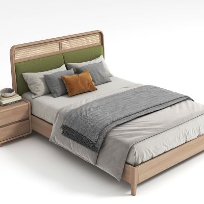 法式，侘寂风双人床组合