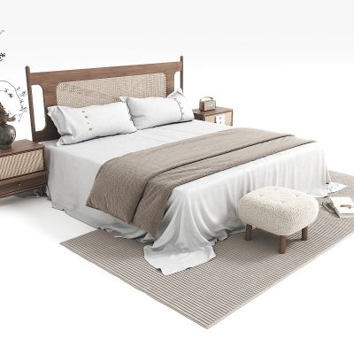 侘寂风双人床组合