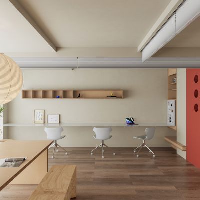 现代原木色工作室