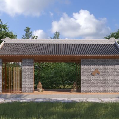 新中式廊架3D模型