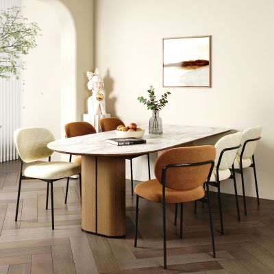 奶油风餐桌椅组合