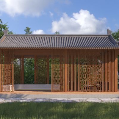 新中式廊架3D模型