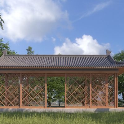 新中式廊架3D模型