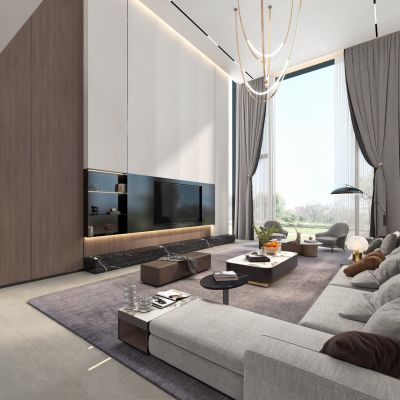 现代中空别墅客厅