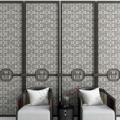 新中式隔断屏风 休闲椅