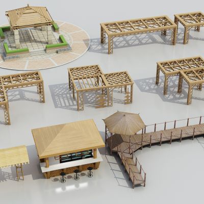 新中式乡村亭子 木亭子 凉亭 廊架