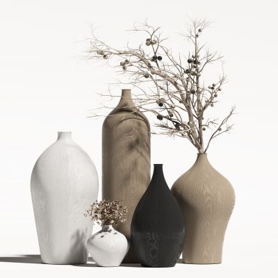 现代侘寂花瓶花艺组合