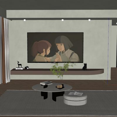 现代奶油客厅 电视柜 茶几摆件