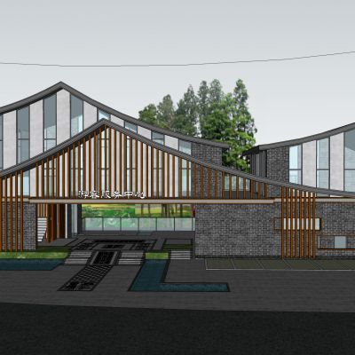 现代售楼处  展览馆 艺术馆SU模型